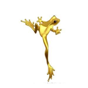 Vintage Gold Plated Leaping Frog Brooch by JJ, 3" Long